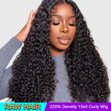 Raw Hair Roman Curly 13x4 Lace Frontal Wig Pre Plucked Hairline Invisible Knots Design 220% Density Roman Curly Wave Style 100% Human Hair Wig
